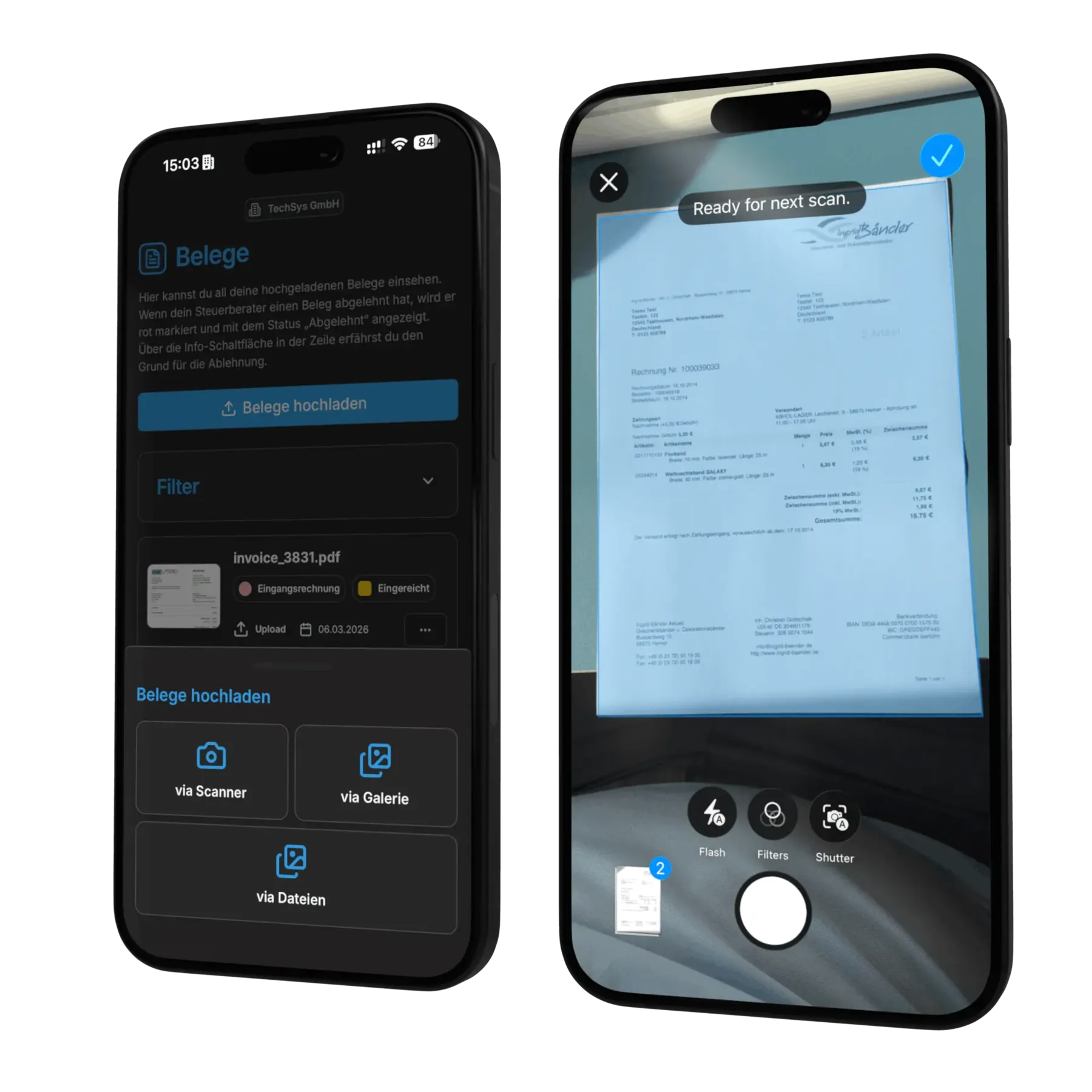 Buchführungsheld App Scanner-Funktion