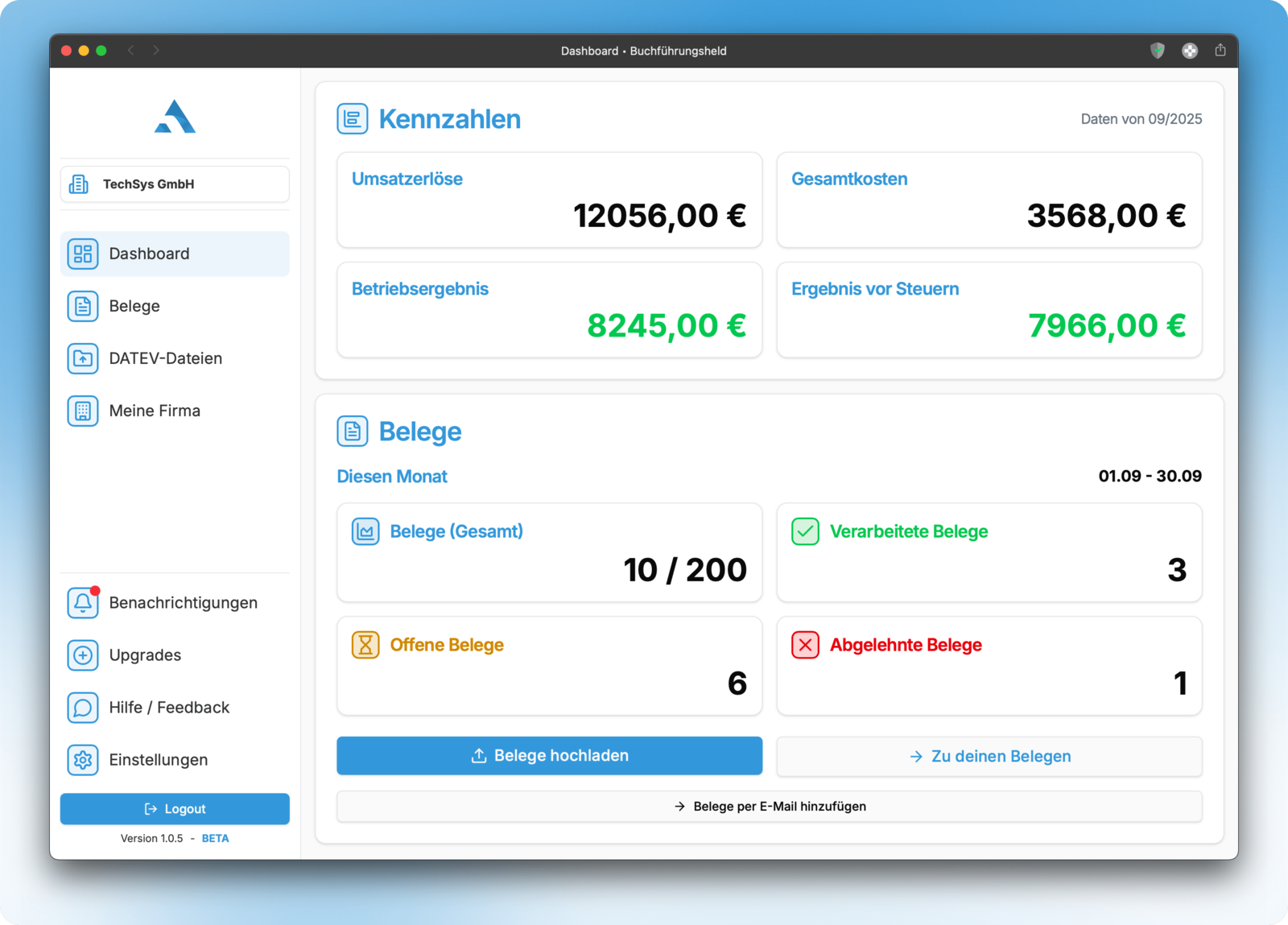 Buchführungsheld App – Screenshot vo de Funktiona